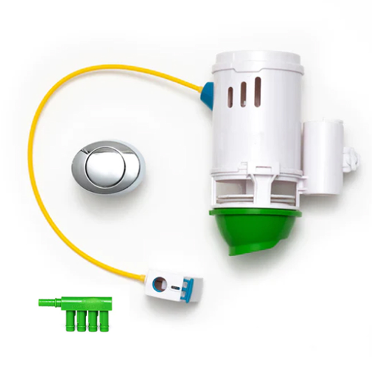 2” Flapper Eliminator Quick Connect Valve Conversion Kit and Overflow Water Conserver – with Euro Button