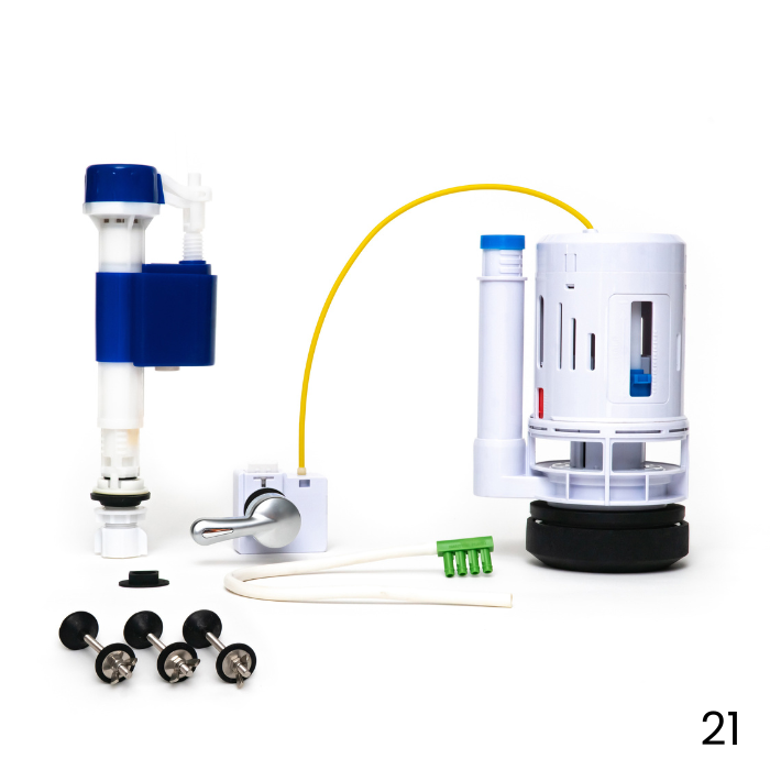 2-Inch Dual Flush Toilet Conversion Kit With Euro Button - Water Saving Valve & Overflow Conserver